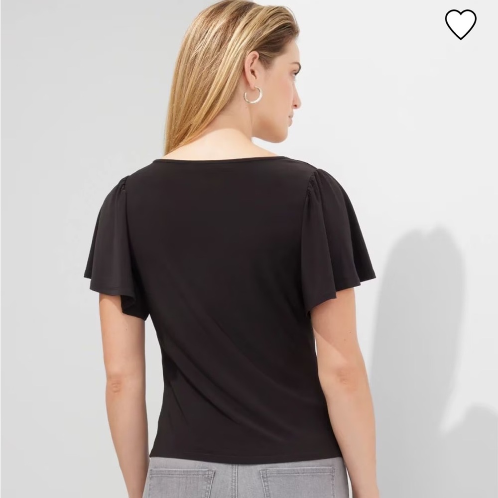 WHBM Black Ruched Front Tee - Picture 4 of 7
